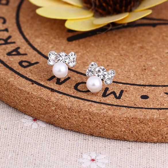Ladies cut alloy pearl ear rings studs with bow