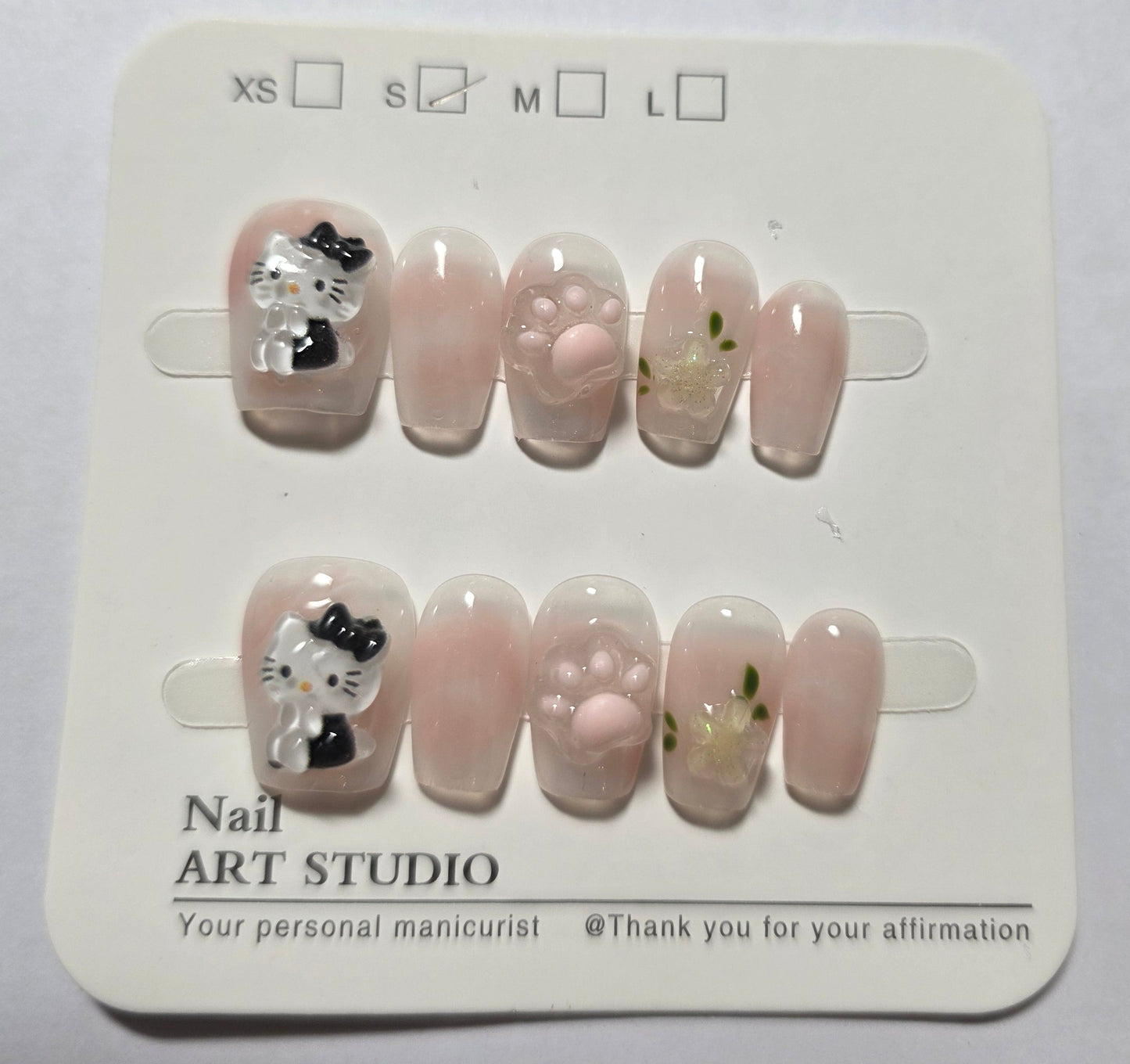 Ladies cute hello kitty press on nails small