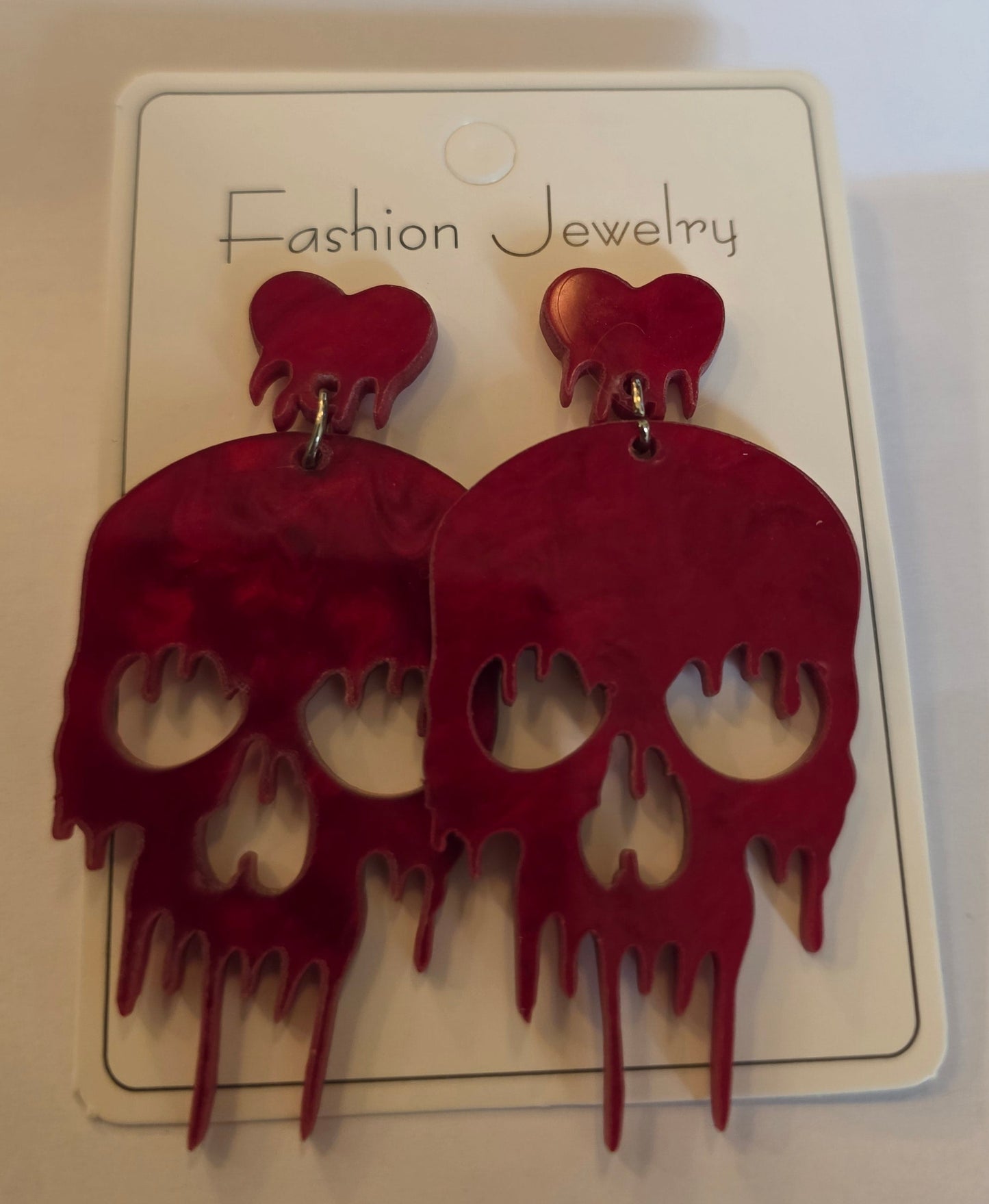 Ladies scary blood skull dangly earrings