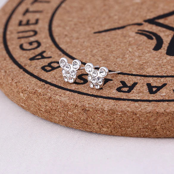 Ladies cute min mouse style earrings with gems alloy.