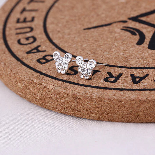 Ladies cute min mouse style earrings with gems alloy.