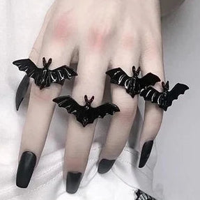 Ladies Halloween alloy scary bat rings one size for all.