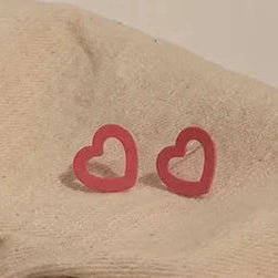 Ladies alloy cute pink hollow love hearts studs earrings