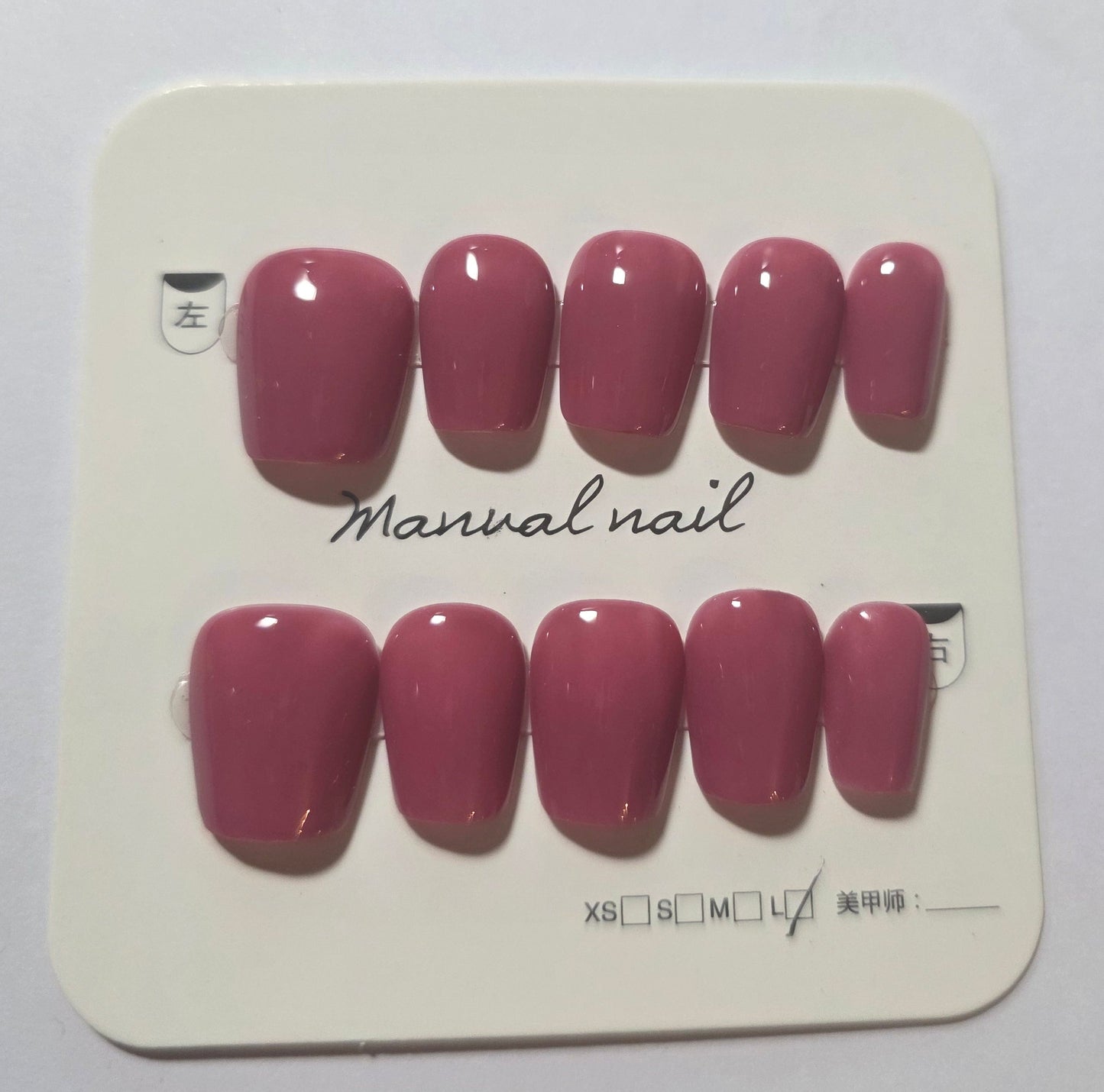 Ladies squared oval squoval cute pink press on nails large.